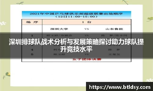 深圳排球队战术分析与发展策略探讨助力球队提升竞技水平